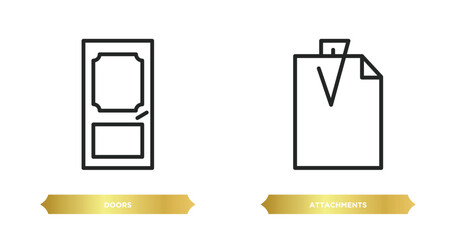 Poster - two editable outline icons from tools and utensils concept. thin line icons such as doors, attachments vector.