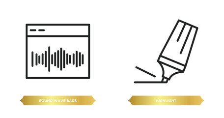 Poster - two editable outline icons from tools and utensils concept. thin line icons such as sound wave bars, highlight vector.