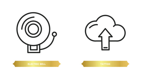 Poster - two editable outline icons from tools and utensils concept. thin line icons such as electric bell, tattoo vector.