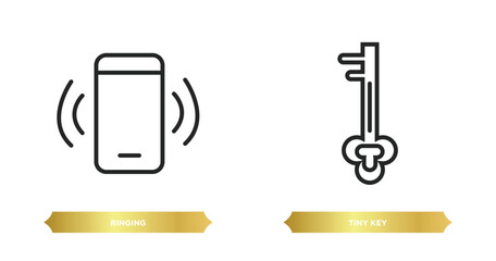 Poster - two editable outline icons from tools and utensils concept. thin line icons such as ringing, tiny key vector.