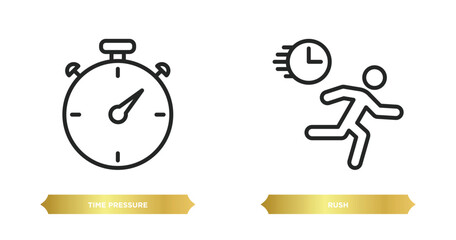 Poster - two editable outline icons from time management concept. thin line icons such as time pressure, rush