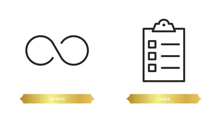 Poster - two editable outline icons from time management concept. thin line icons such as infinite, tasks vector.