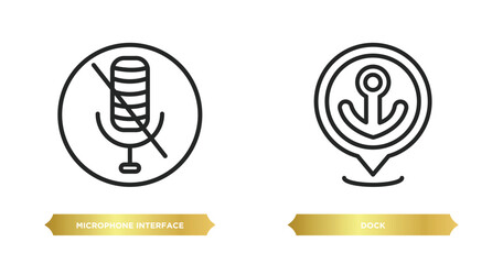 Poster - two editable outline icons from technology concept. thin line icons such as microphone interface, dock vector.