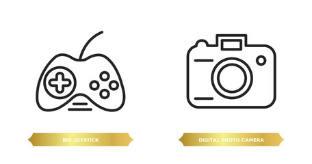 Poster - two editable outline icons from technology concept. thin line icons such as big joystick, digital ph