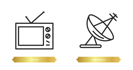 Poster - two editable outline icons from technology concept. thin line icons such as old tv, parabolic vector.