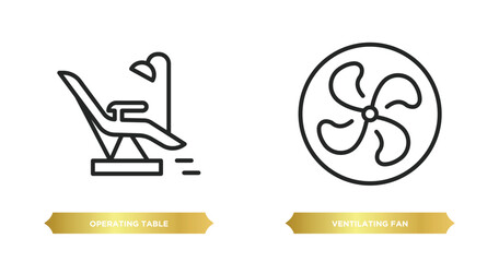 Poster - two editable outline icons from technology concept. thin line icons such as operating table, ventilating fan vector.