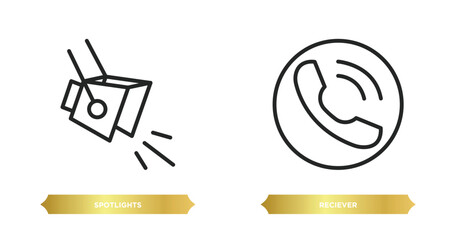 Poster - two editable outline icons from technology concept. thin line icons such as spotlights, reciever vector.