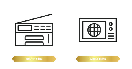 Poster - two editable outline icons from technology concept. thin line icons such as printer tool, world news vector.