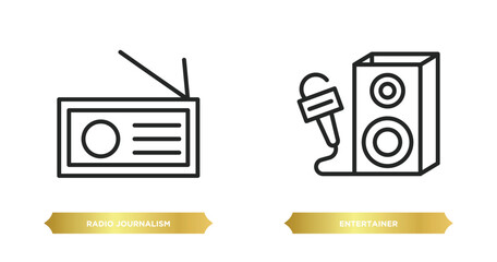 Poster - two editable outline icons from technology concept. thin line icons such as radio journalism, entertainer vector.