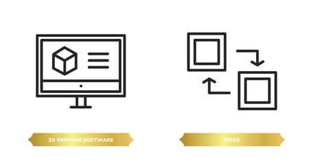 two editable outline icons from technology concept. thin line icons such as 3d printing software, mode vector.