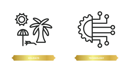 Poster - two editable outline icons from technology concept. thin line icons such as holidays, technology vec