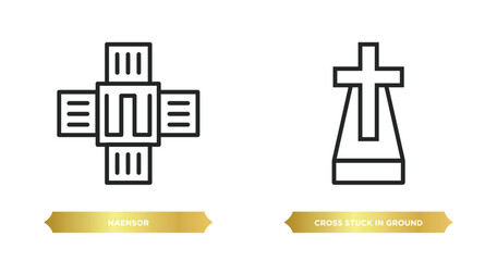 Poster - two editable outline icons from technology concept. thin line icons such as naensor, cross stuck in ground vector.
