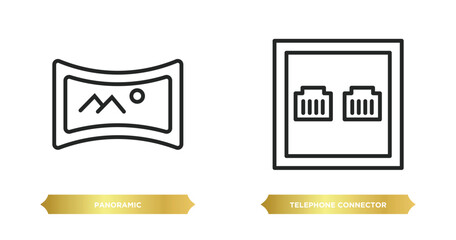 Poster - two editable outline icons from technology concept. thin line icons such as panoramic, telephone con