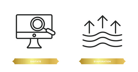 Poster - two editable outline icons from technology concept. thin line icons such as digitate, evaporation vector.