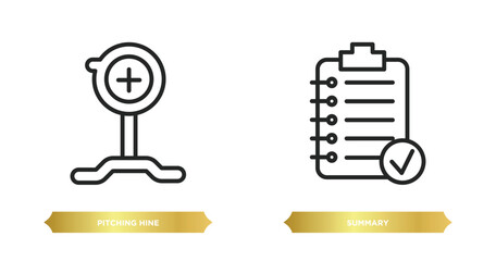 Poster - two editable outline icons from technology concept. thin line icons such as pitching hine, summary vector.