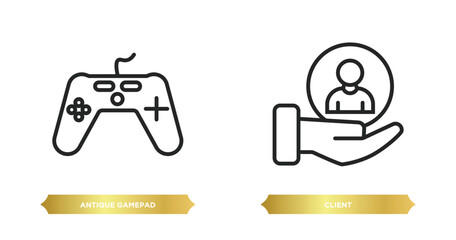 Poster - two editable outline icons from technology concept. thin line icons such as antique gamepad, client 