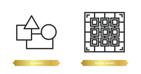 two editable outline icons from technology concept. thin line icons such as elements, raster images vector.