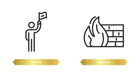 Poster - two editable outline icons from technology concept. thin line icons such as leading, firewalls vector.