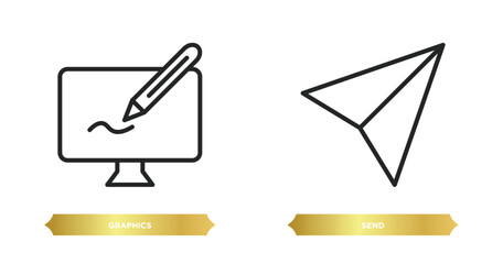 Fototapete - two editable outline icons from success concept. thin line icons such as graphics, send vector.