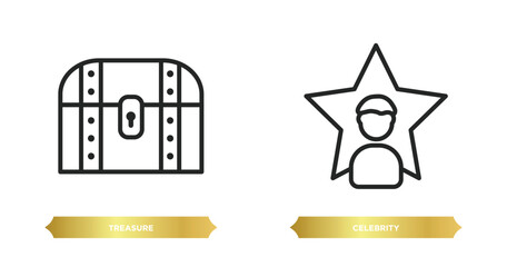 Poster - two editable outline icons from success concept. thin line icons such as treasure, celebrity vector.