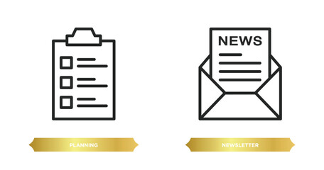 Poster - two editable outline icons from success concept. thin line icons such as planning, newsletter vector.