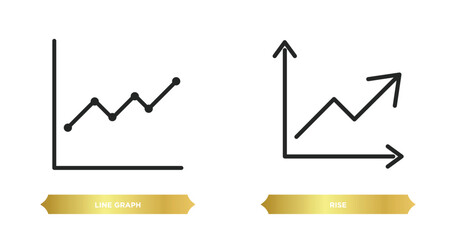 Poster - two editable outline icons from success concept. thin line icons such as line graph, rise vector.