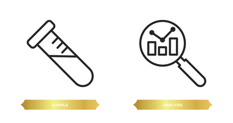 Poster - two editable outline icons from strategy concept. thin line icons such as sample, analysis vector.