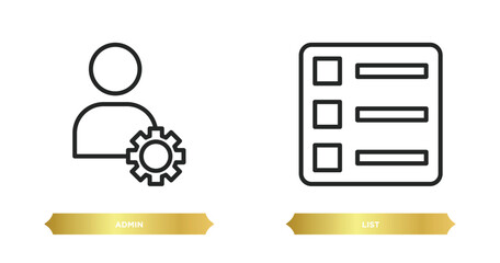 Poster - two editable outline icons from strategy concept. thin line icons such as admin, list vector.