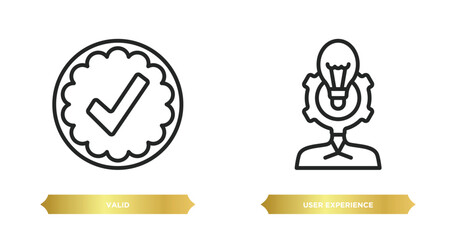 Poster - two editable outline icons from startup stategy and concept. thin line icons such as valid, user experience vector.
