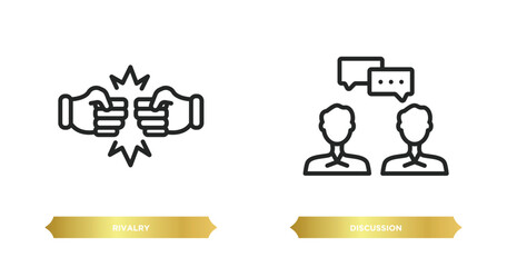 Canvas Print - two editable outline icons from startup stategy and concept. thin line icons such as rivalry, discussion vector.