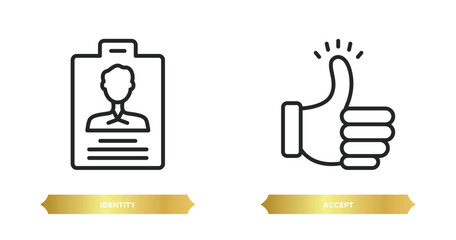 Poster - two editable outline icons from startup stategy and concept. thin line icons such as identity, accept vector.