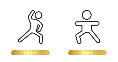 Poster - two editable outline icons from sports concept. thin line icons such as stretching, excersice vector.