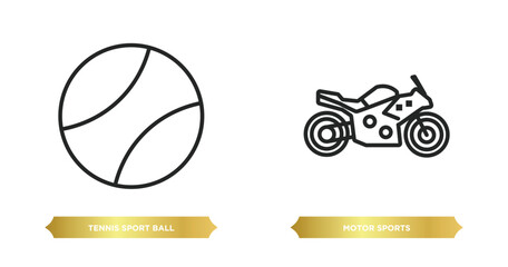 Wall Mural - two editable outline icons from sports concept. thin line icons such as tennis sport ball, motor sports vector.