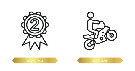 Poster - two editable outline icons from sports concept. thin line icons such as second prize, motocross vector.