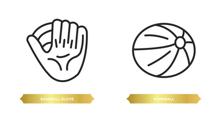 Poster - two editable outline icons from sport concept. thin line icons such as baseball glove, handball vector.