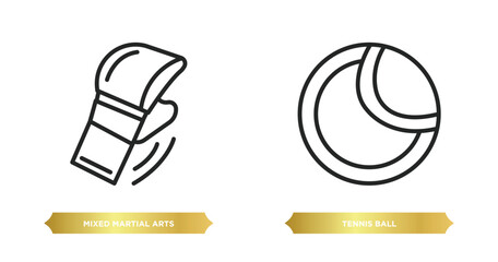 Poster - two editable outline icons from sport concept. thin line icons such as mixed martial arts, tennis ball vector.