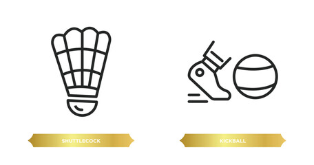 Poster - two editable outline icons from sport concept. thin line icons such as shuttlecock, kickball vector.