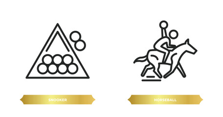 Poster - two editable outline icons from sport concept. thin line icons such as snooker, horseball vector.