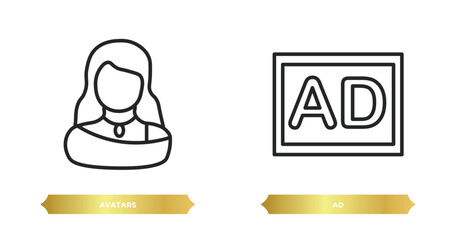 Poster - two editable outline icons from social media marketing concept. thin line icons such as avatars, ad vector.