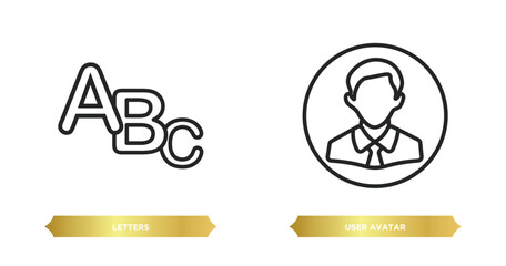 Poster - two editable outline icons from social media marketing concept. thin line icons such as letters, user avatar vector.