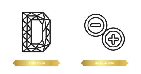 Poster - two editable outline icons from social media marketing concept. thin line icons such as letter color
