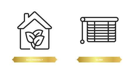 Sticker - two editable outline icons from smart home concept. thin line icons such as eco friendly, blind vector.