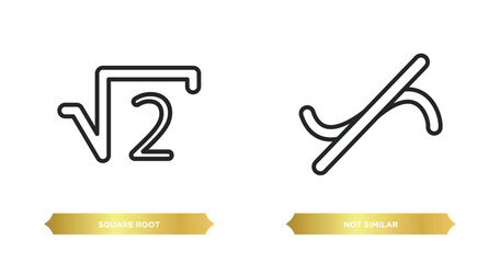Poster - two editable outline icons from signs concept. thin line icons such as square root, not similar vector.