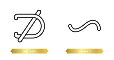 Poster - two editable outline icons from signs concept. thin line icons such as is not a sub, is similar to vector.