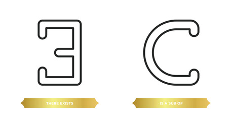 Poster - two editable outline icons from signs concept. thin line icons such as there exists, is a sub of vector.