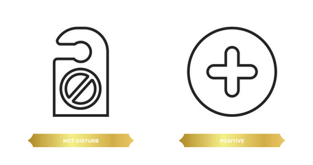 Poster - two editable outline icons from signs concept. thin line icons such as not disturb, positive vector.