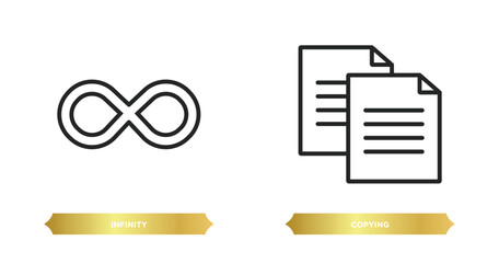 Poster - two editable outline icons from signs concept. thin line icons such as infinity, copying vector.