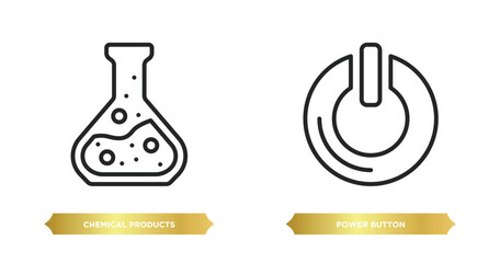 Poster - two editable outline icons from signs concept. thin line icons such as chemical products, power button vector.