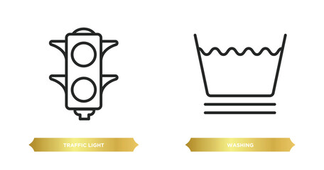 Poster - two editable outline icons from signs concept. thin line icons such as traffic light, washing vector.