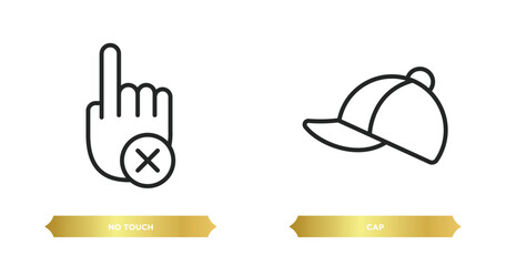 Poster - two editable outline icons from signs concept. thin line icons such as no touch, cap vector.